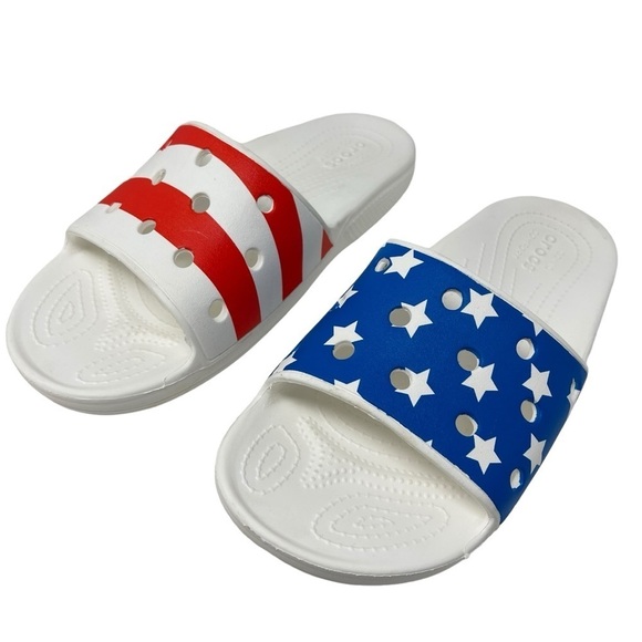 Crocs Mens Size 8 Women’s 10 American Flag Slides sandals Patriotic main image 4